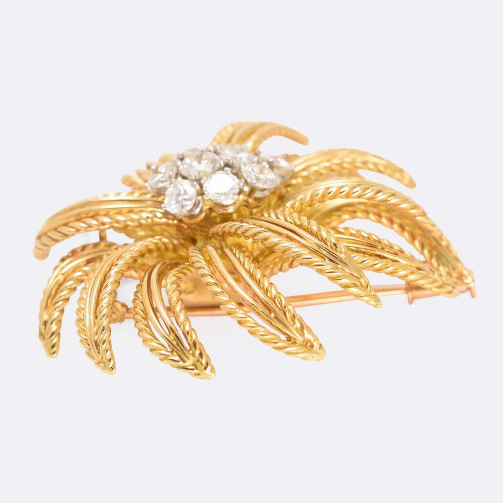 1950s Boucheron Diamond Flower Brooch