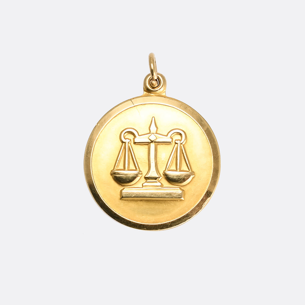 1960s Gold Libra Zodiac Pendant