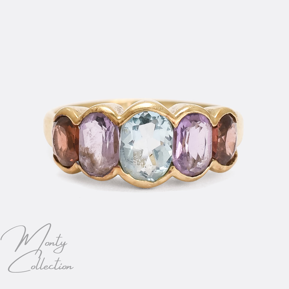 1960s Harlequin 5-Stone Ring