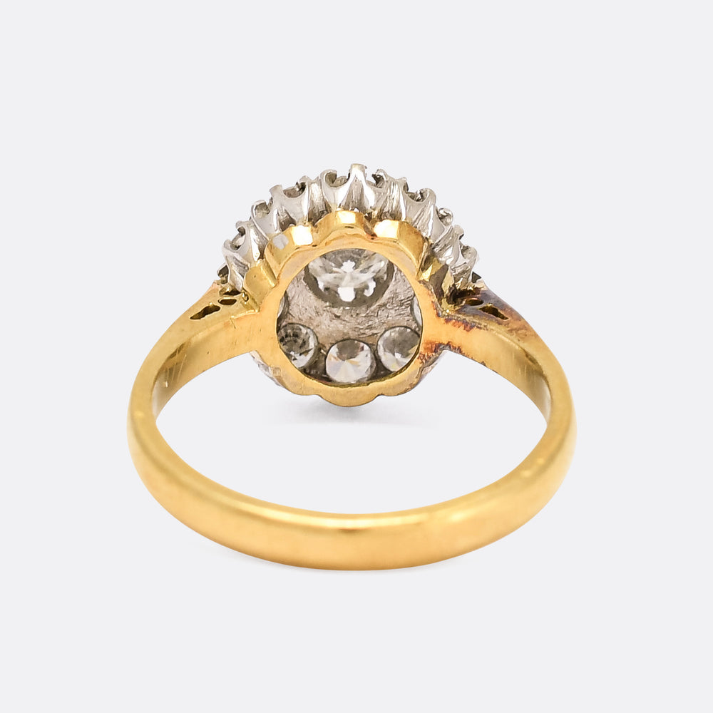 1970s 1.00ct Diamond Cluster Engagement Ring