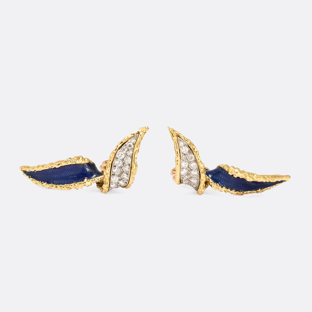 1970s Boucheron Leaf Twist Earring & Brooch Suite