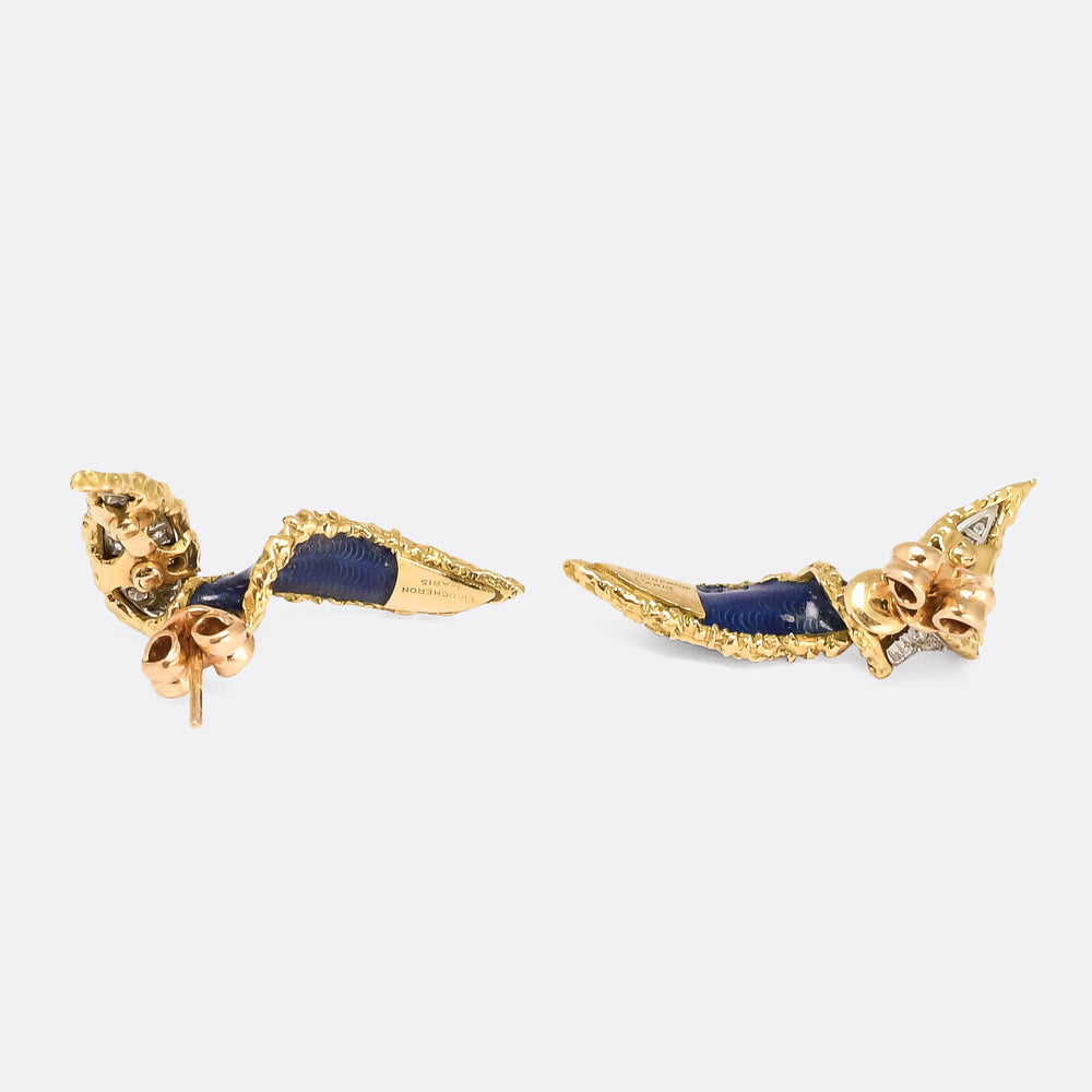 1970s Boucheron Leaf Twist Earring & Brooch Suite