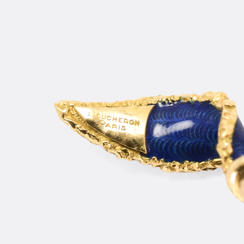 1970s Boucheron Leaf Twist Earring & Brooch Suite