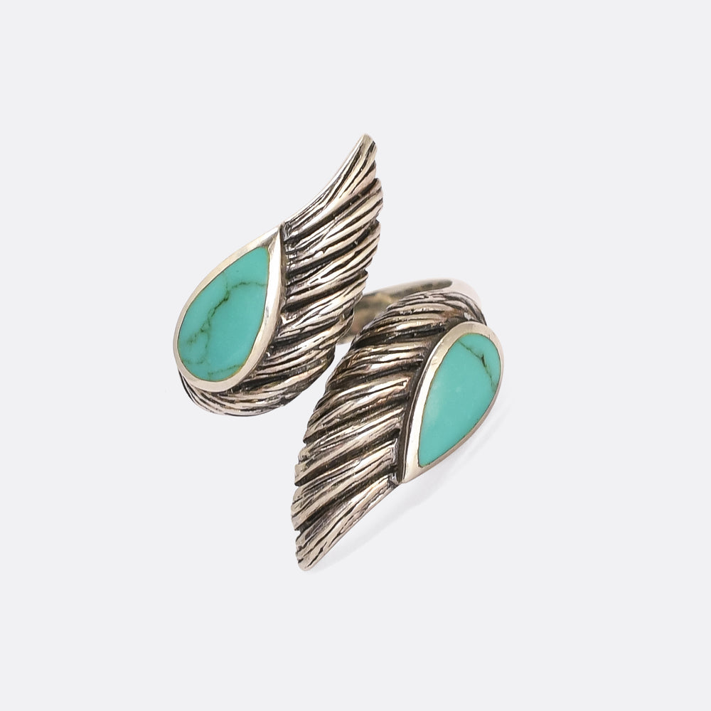 1970s Turquoise Wings Torque Ring