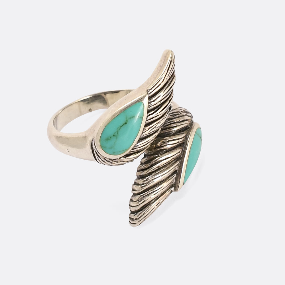 1970s Turquoise Wings Torque Ring