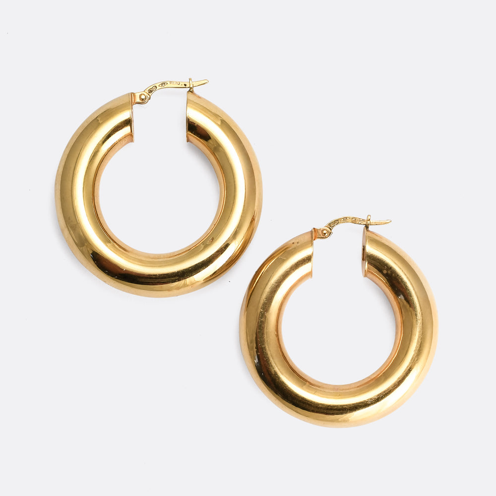 1990s Chunky Gold Hoop Earrings