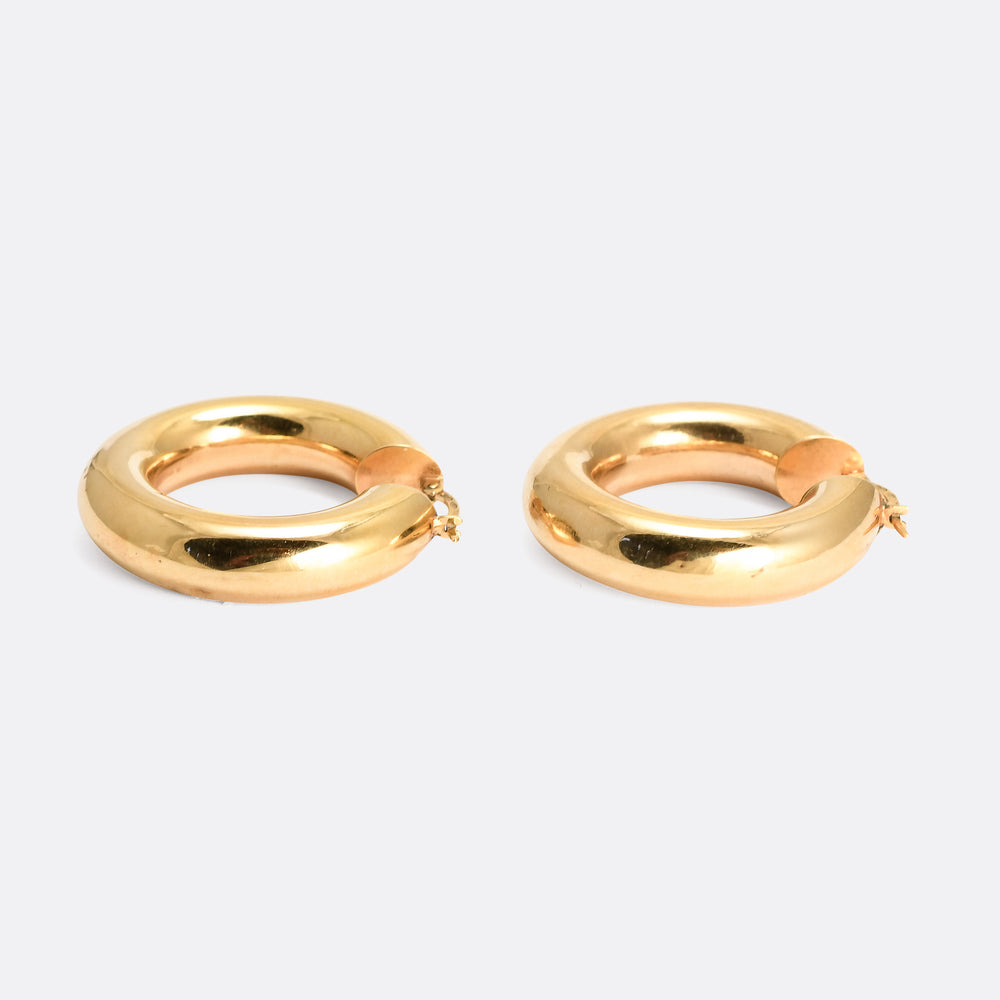 1990s Chunky Gold Hoop Earrings