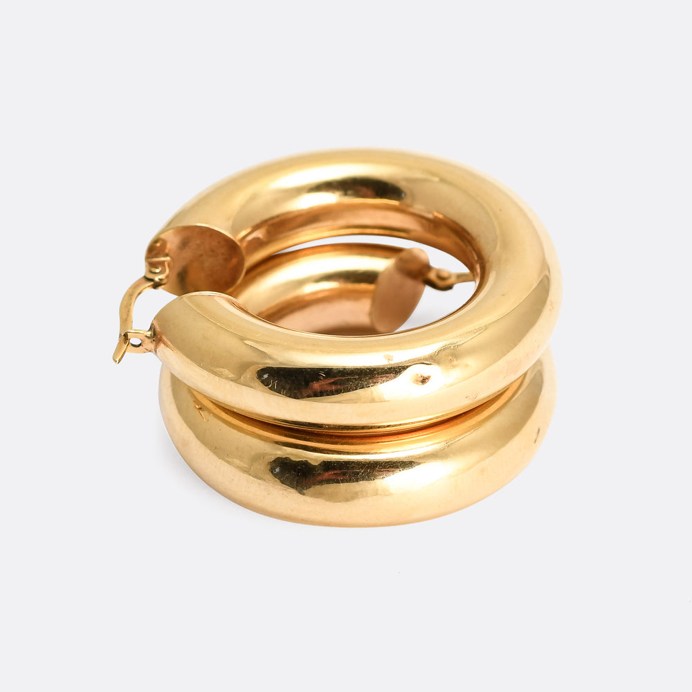 1990s Chunky Gold Hoop Earrings