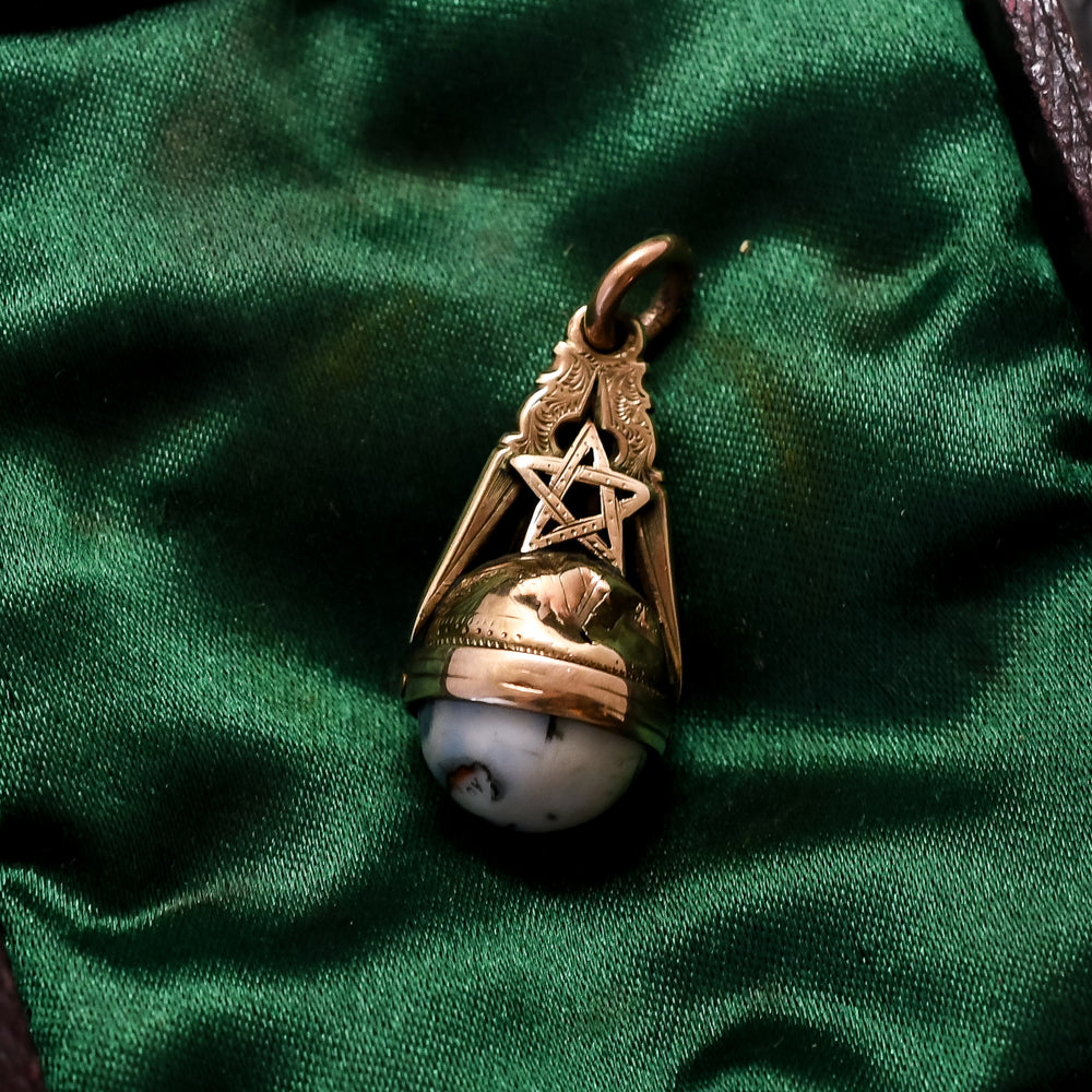 Victorian Masonic Spinning Globe Fob