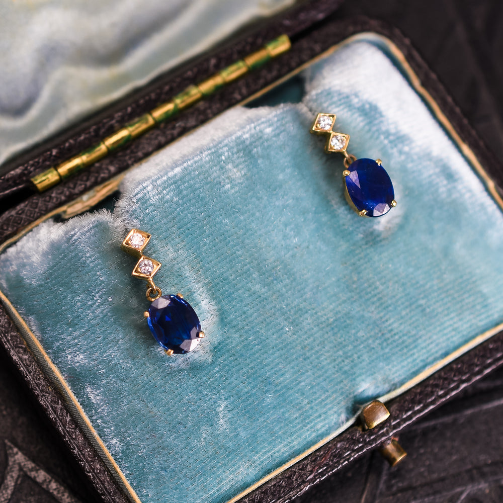 Vintage Sapphire & Diamond Earrings