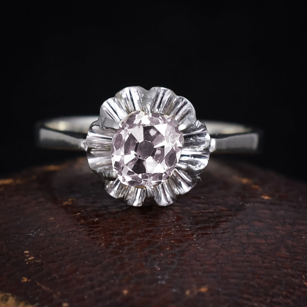 Art Deco Fancy Light Pinkish-Brown Diamond Scalloped Ring