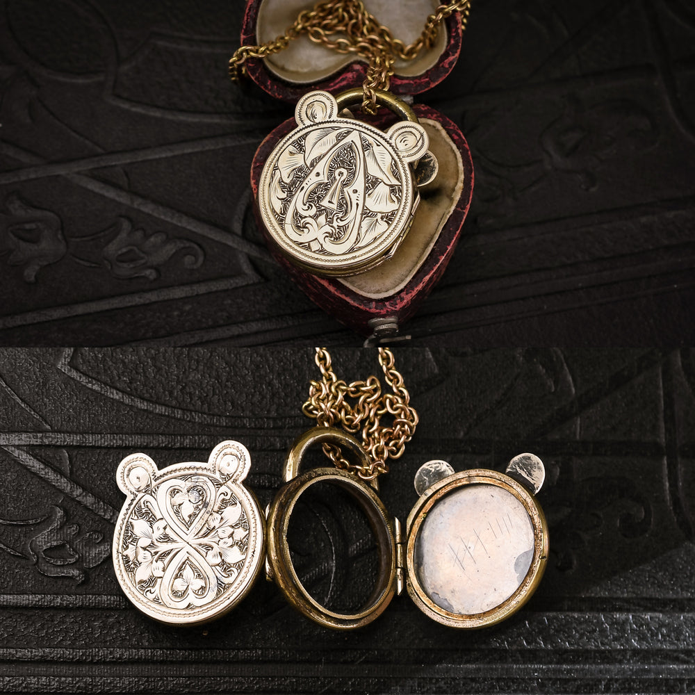 Victorian Engraved Heart Padlock Locket