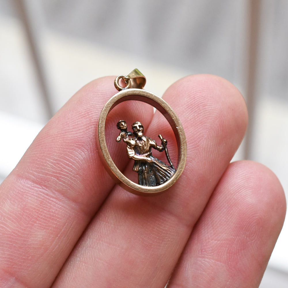 Vintage Figural Saint Christopher Halo Pendant