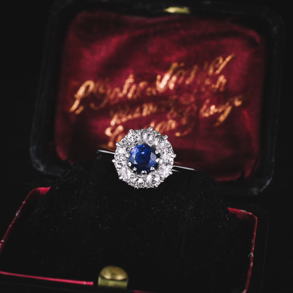 Edwardian Sapphire & Diamond Round Cluster Ring