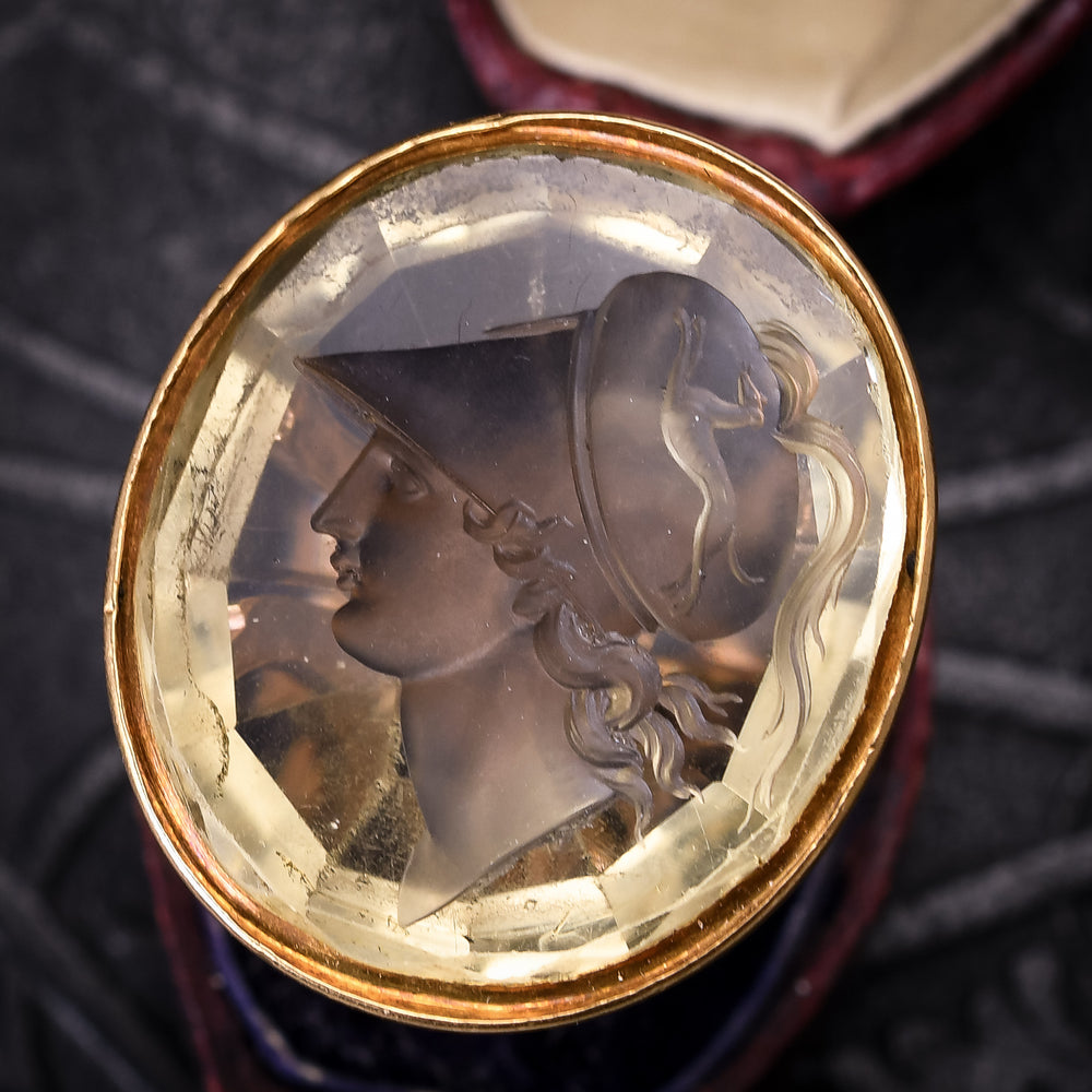 Georgian Citrine Athena Intaglio Seal Fob Pendant