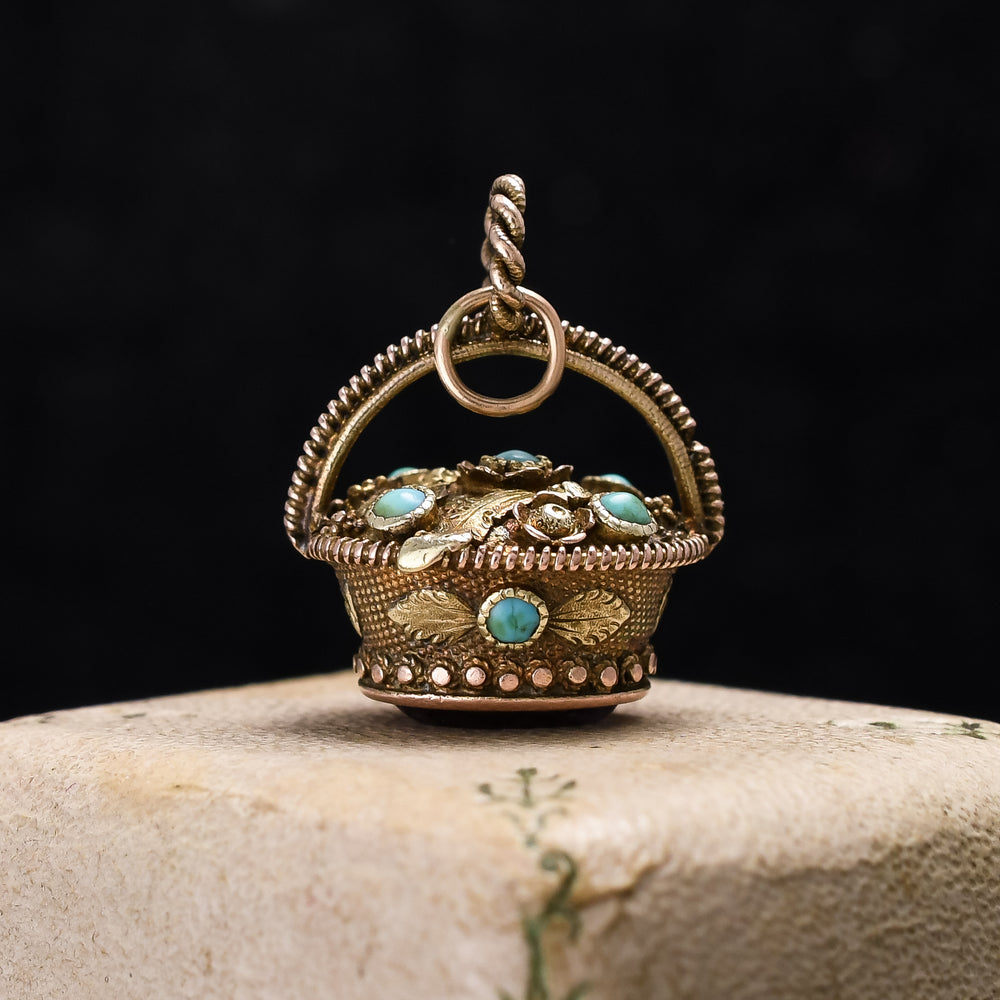 Regency Period AEI Flower Basket Seal Fob Pendant