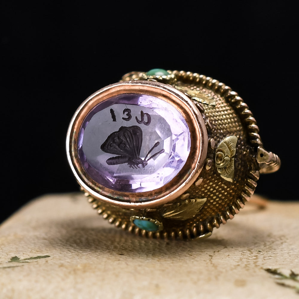 Regency Period AEI Flower Basket Seal Fob Pendant