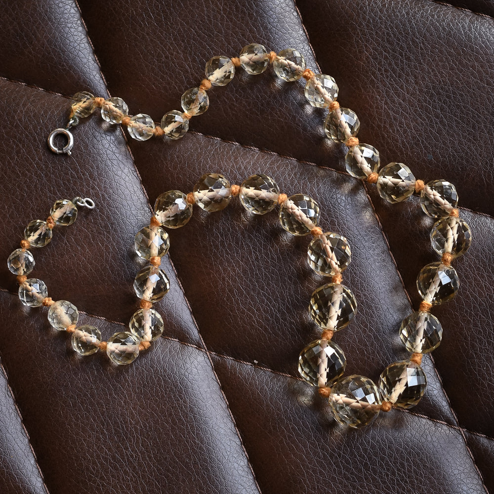 Art Deco Faceted Citrine Bead Necklace