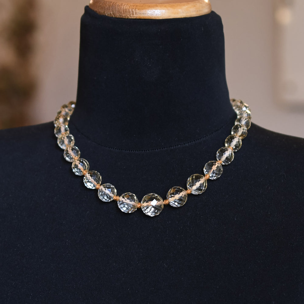 Art Deco Faceted Citrine Bead Necklace