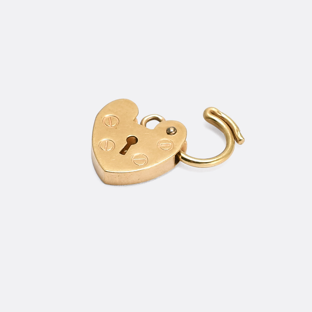 Vintage 9k Gold Heart Padlock Pendant