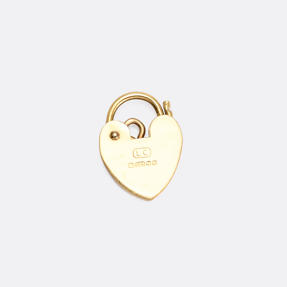 Vintage 9k Gold Heart Padlock Pendant
