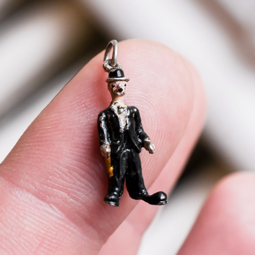 Art Deco Charlie Chaplin Enamel Charm