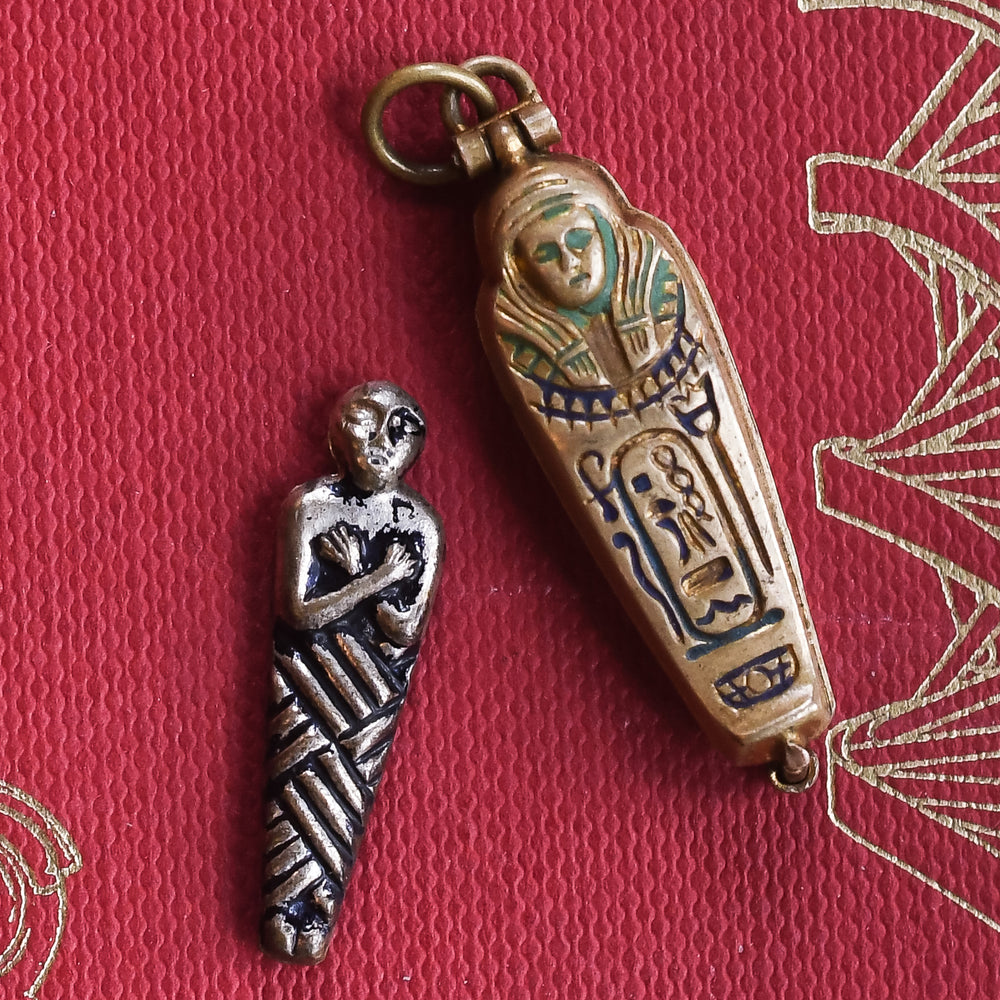 Art Deco Egyptian Revival Sarcophagus & Mummy Charm