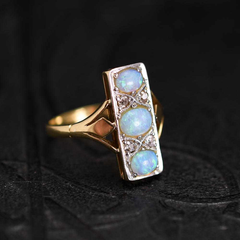 Victorian Opal & Diamond Panel Ring