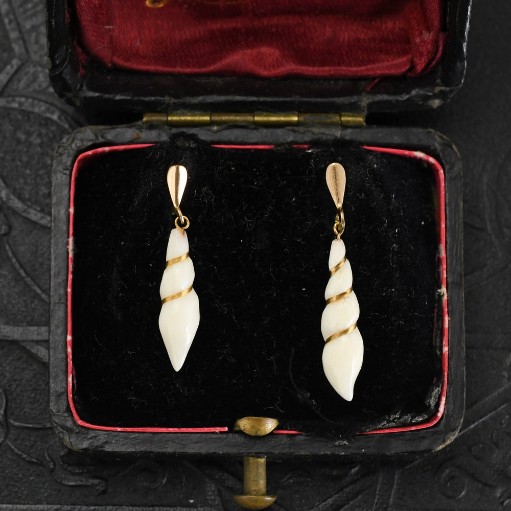 Vintage Spiral Seashell Earrings