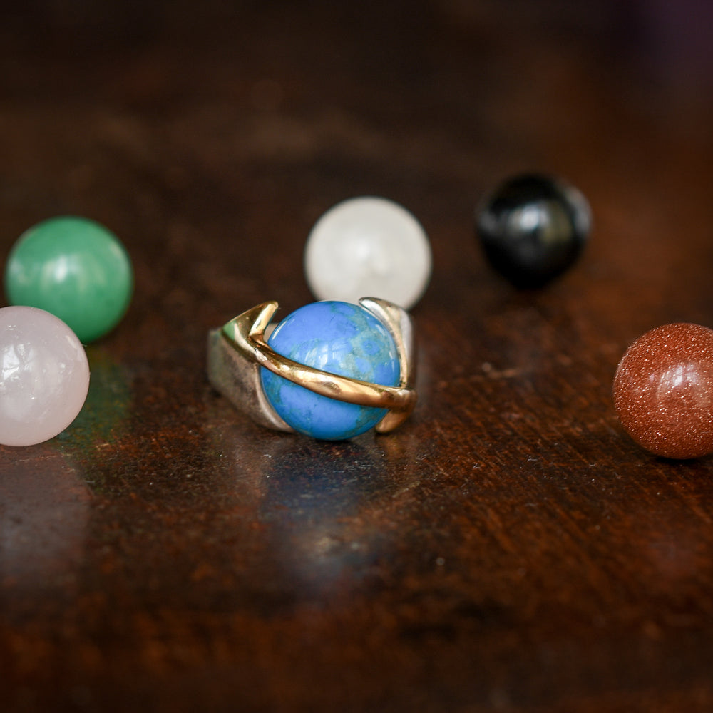 1970s Interchangeable Gemstone Orb Ring