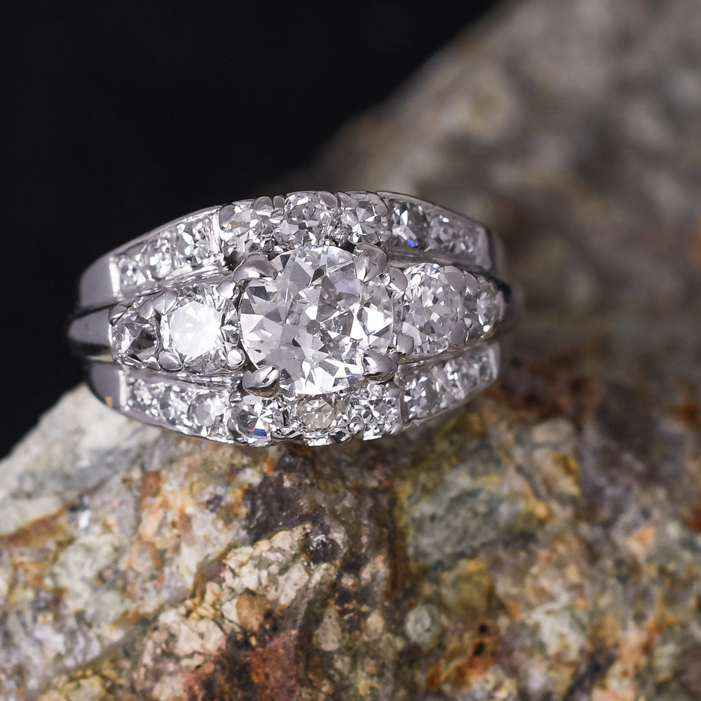 Mid-Century 2.0ct Diamond Triple Row Ring