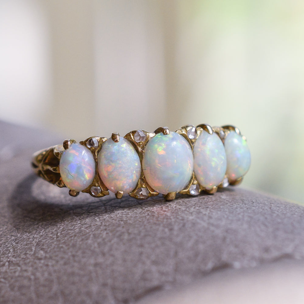 Victorian Opal & Diamond Five-Stone Ring