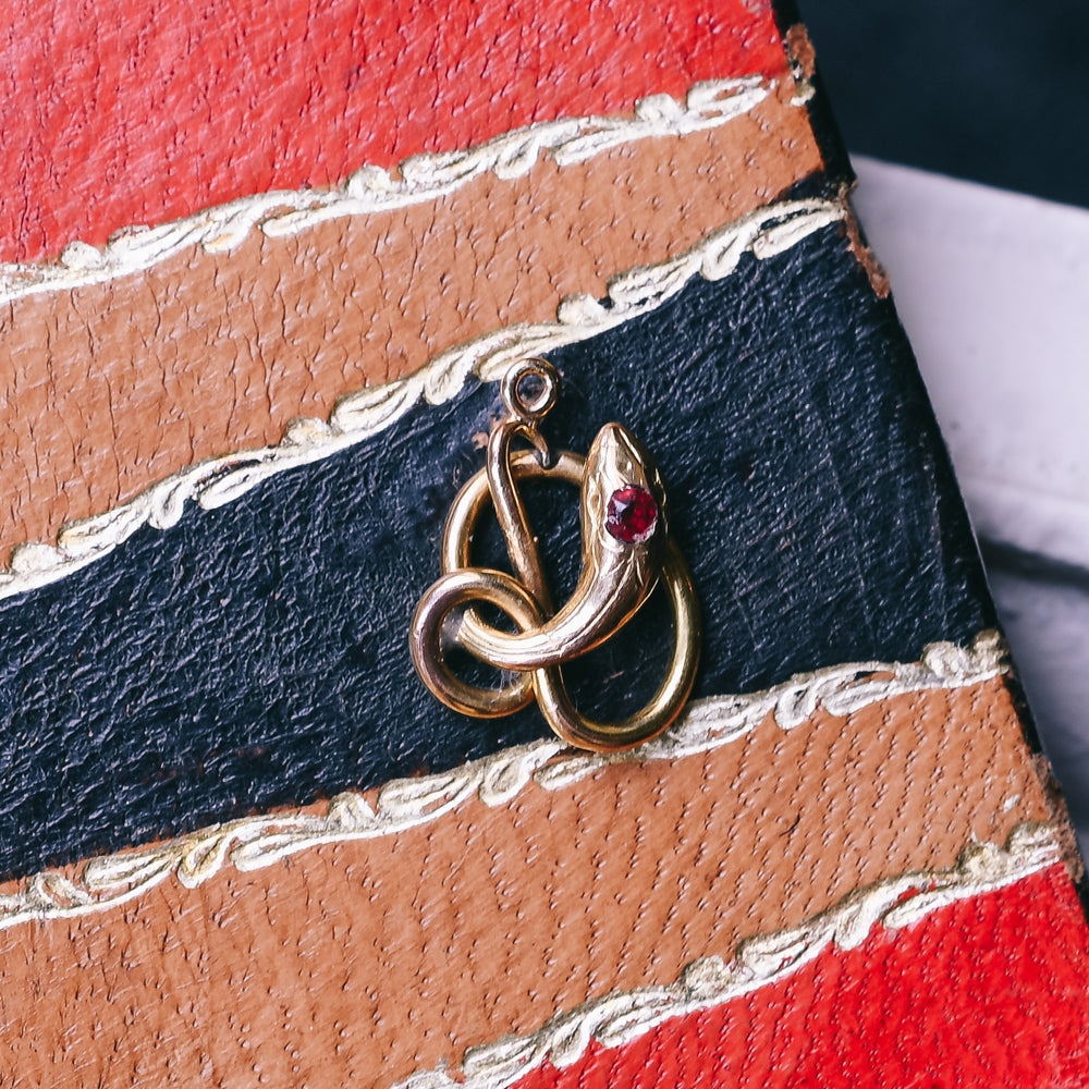 Victorian Ruby Serpent Charm