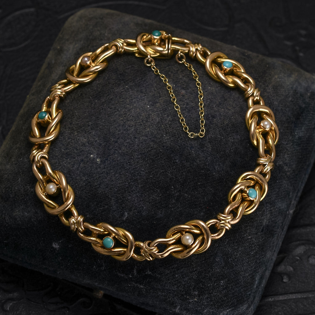 Endless Knot Turquoise Blue & Gold