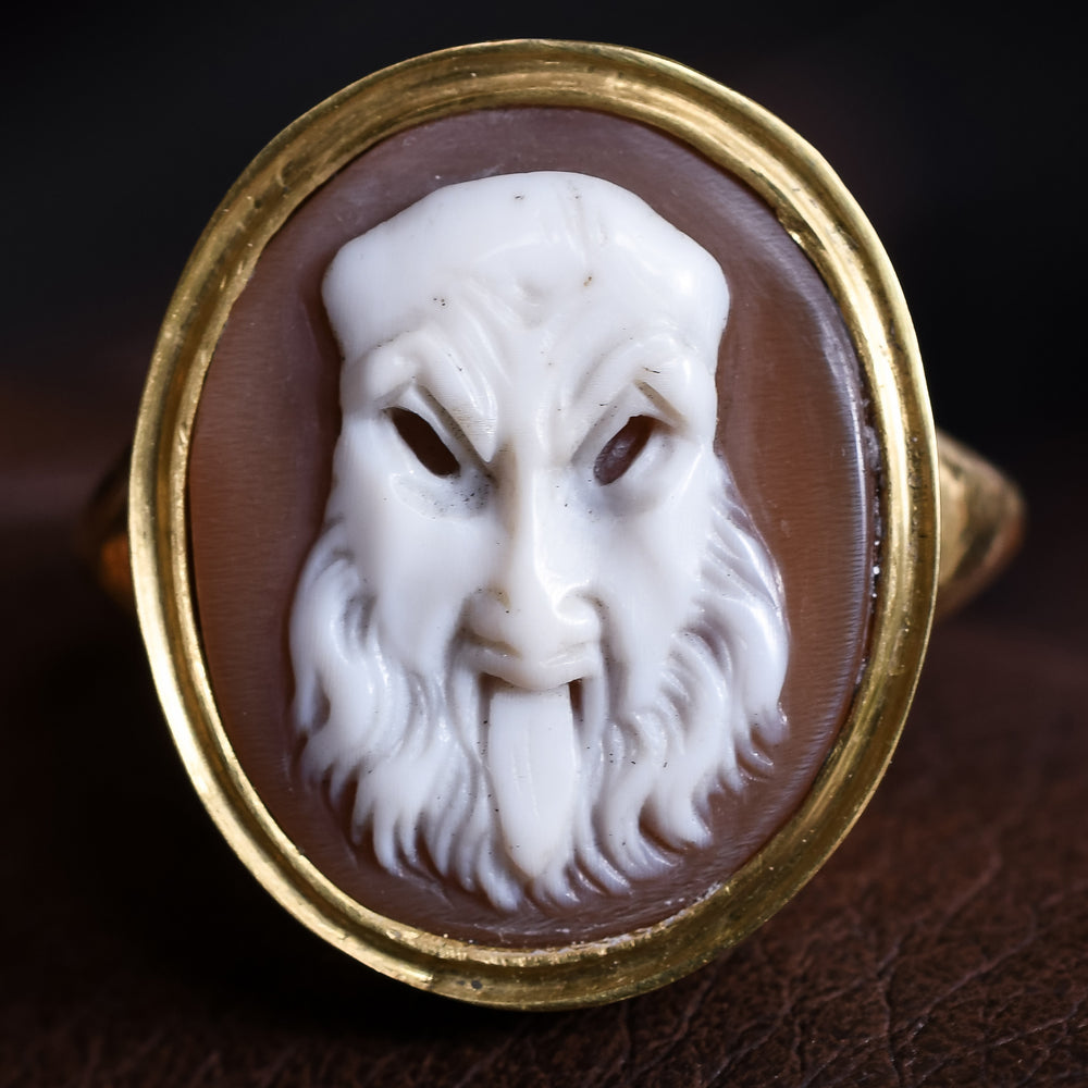 Georgian Prosopon Greek Theatre Mask Cameo Ring