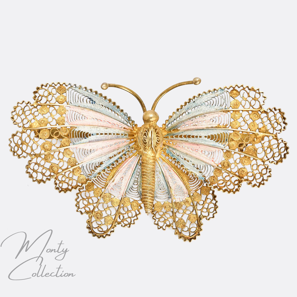 Broche Papillon Filigranée Argent 925 - Occasion - Sterling Silver