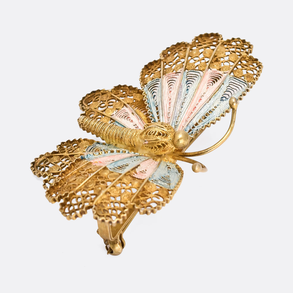 Vintage Filigree Butterfly Brooch