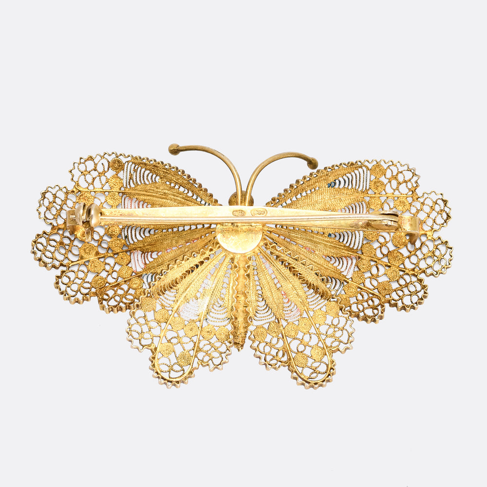 Vintage Filigree Butterfly Brooch