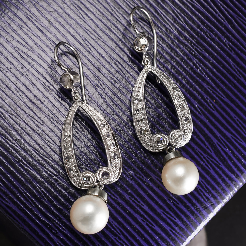 1950s Pearl & Diamond Acorn Earrings