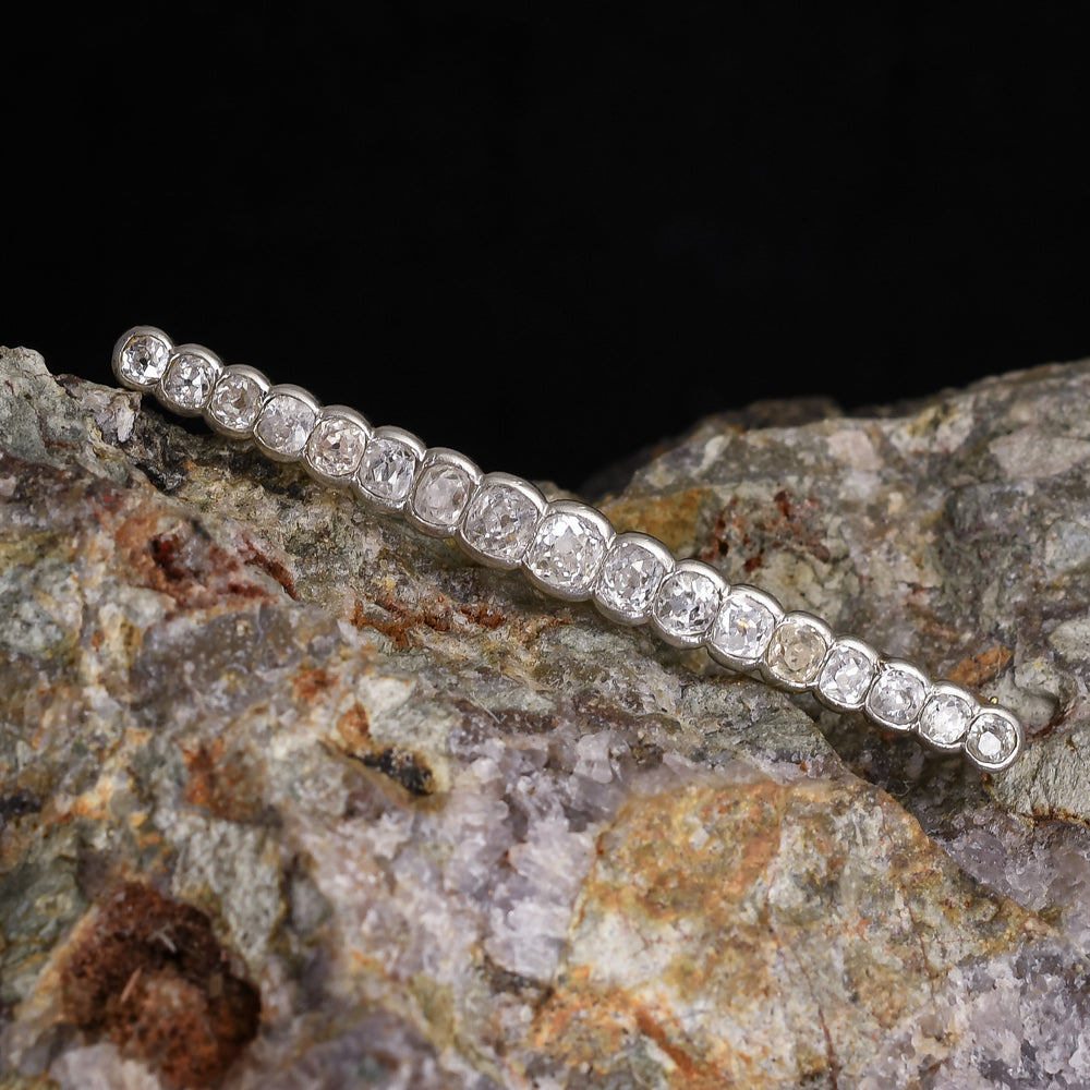 Edwardian Graduated Bezel Set Diamond Bar Brooch