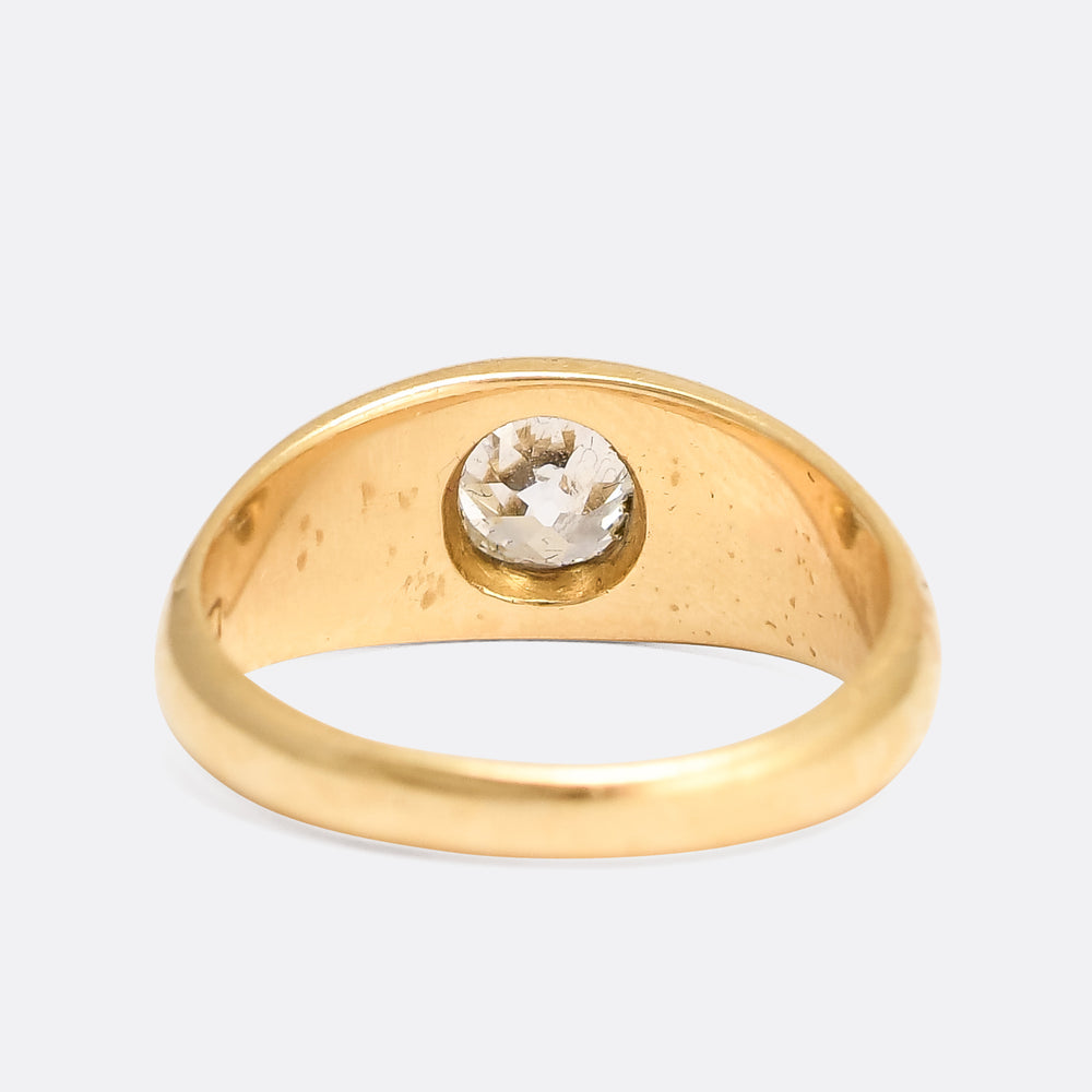 Victorian 1.18ct Cushion Cut Diamond Solitaire Gypsy Ring