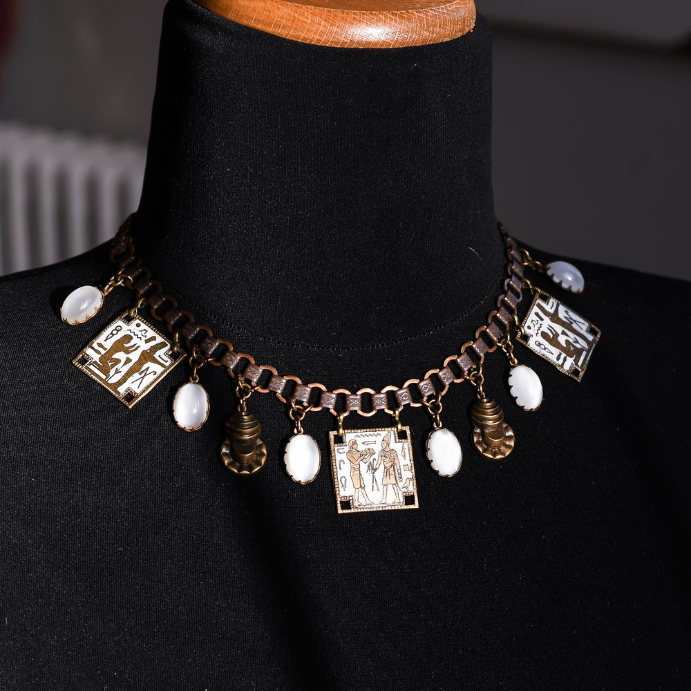 Art Deco Egyptian Revival Fringe Necklace