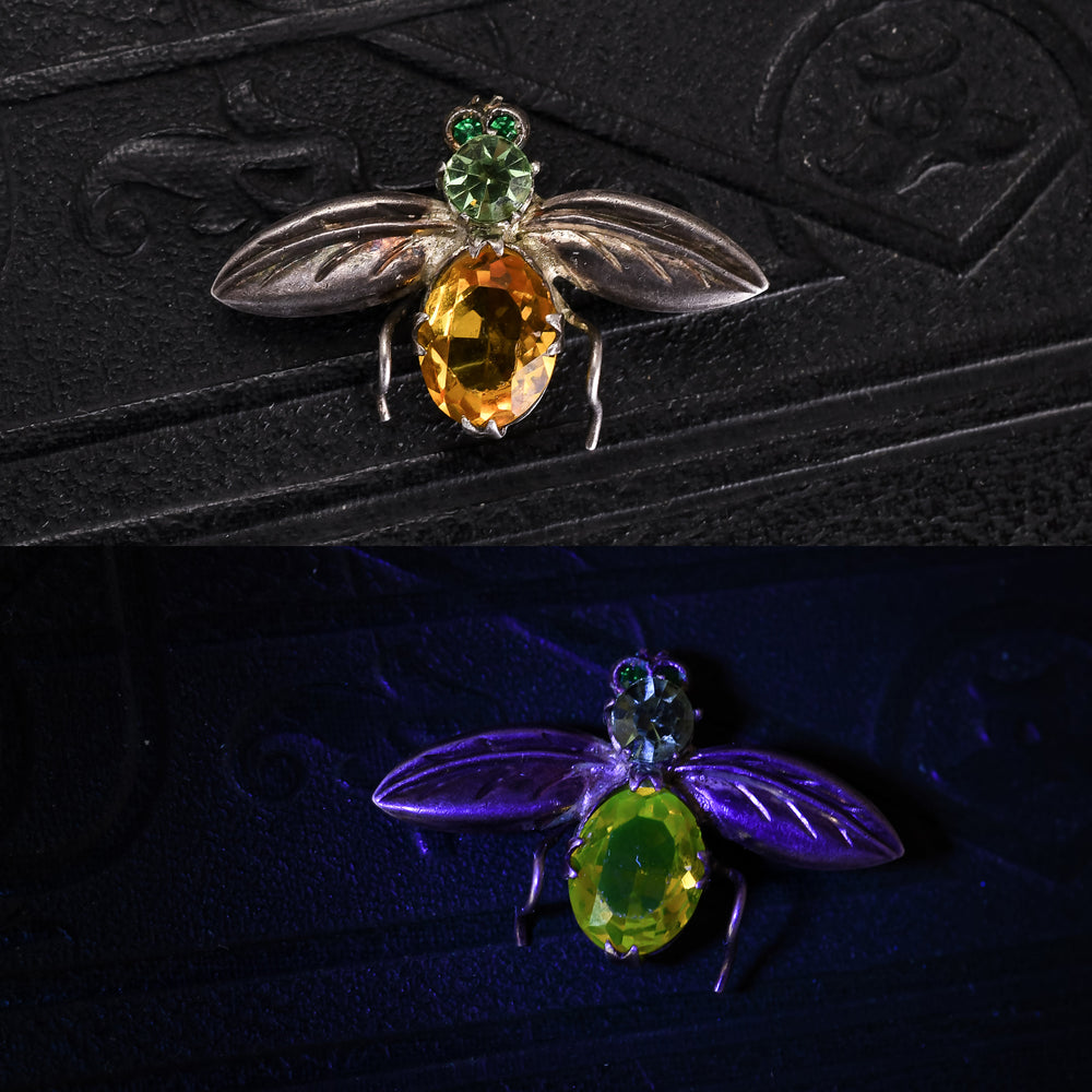 Edwardian Uranium Glass Bee Brooch