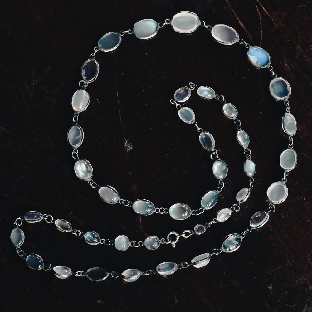 Victorian Moonstone Long Rivière Necklace