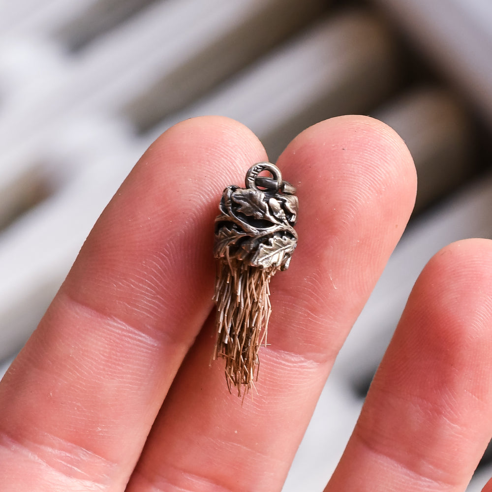 Victorian Wild Boar & Acorn Charivari Pendant
