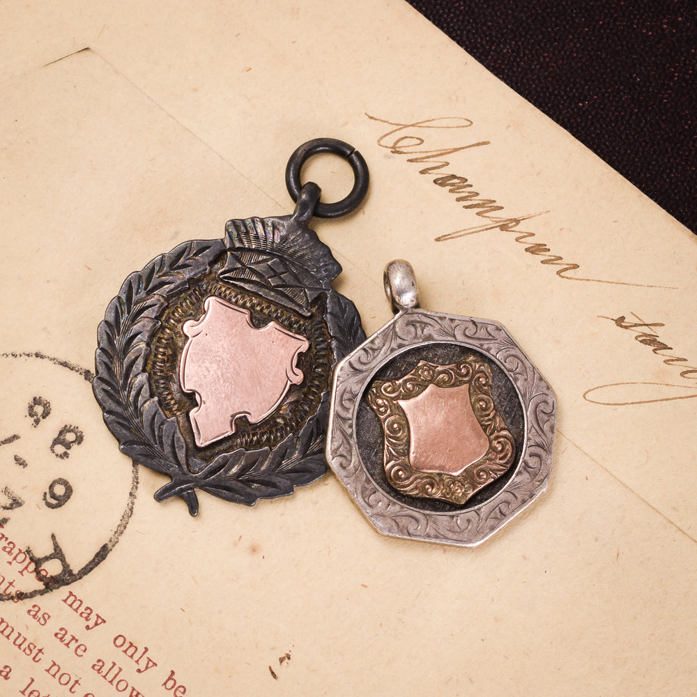 Victorian Silver & Rose Gold Fob Medallions