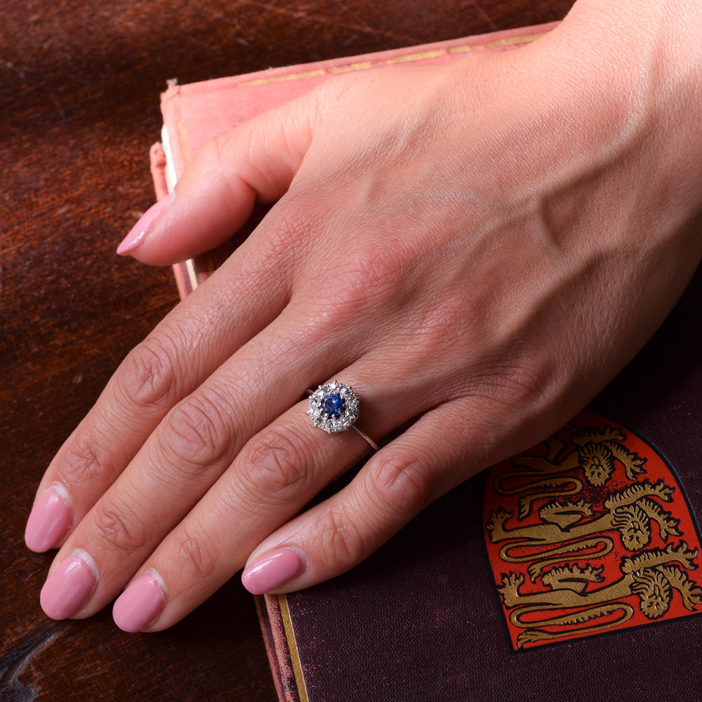 Edwardian Sapphire & Diamond Round Cluster Ring
