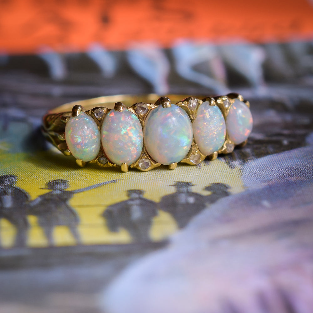 Victorian Opal & Diamond Five-Stone Ring