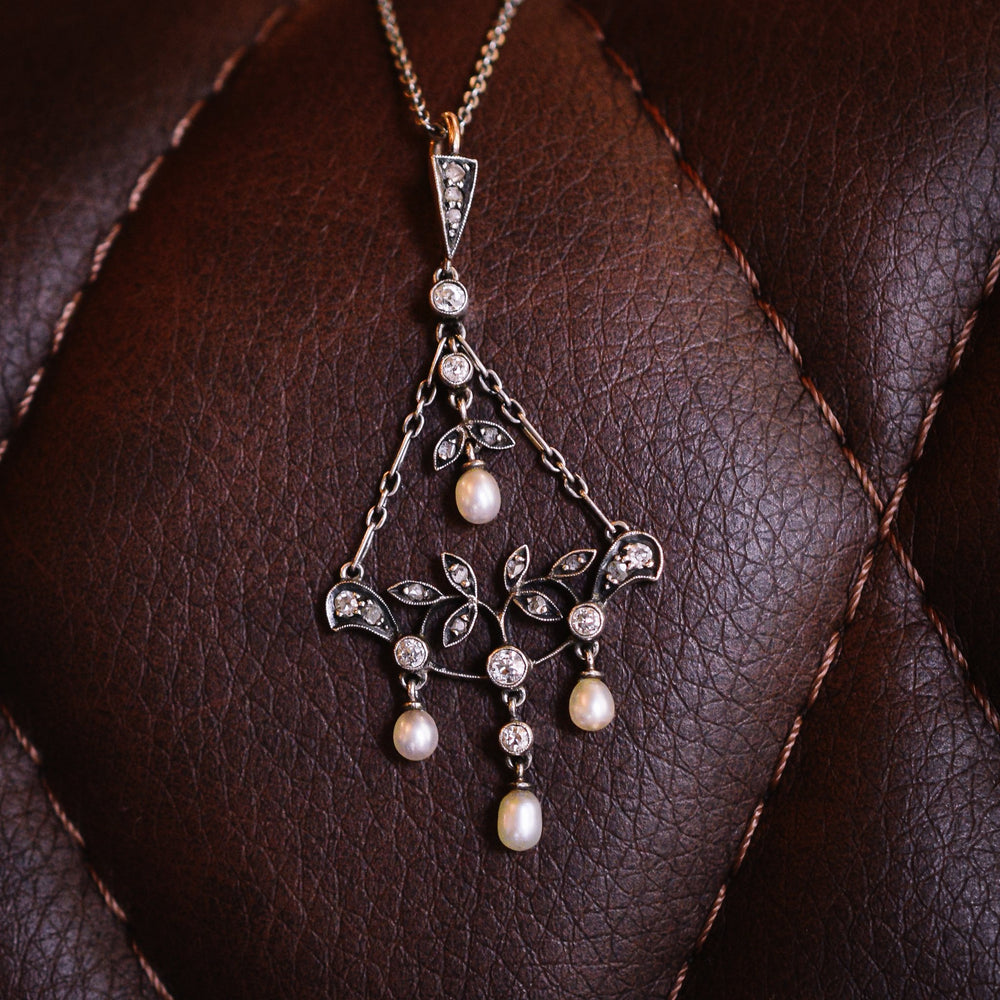 Late Victorian Diamond & Pearl Pendant