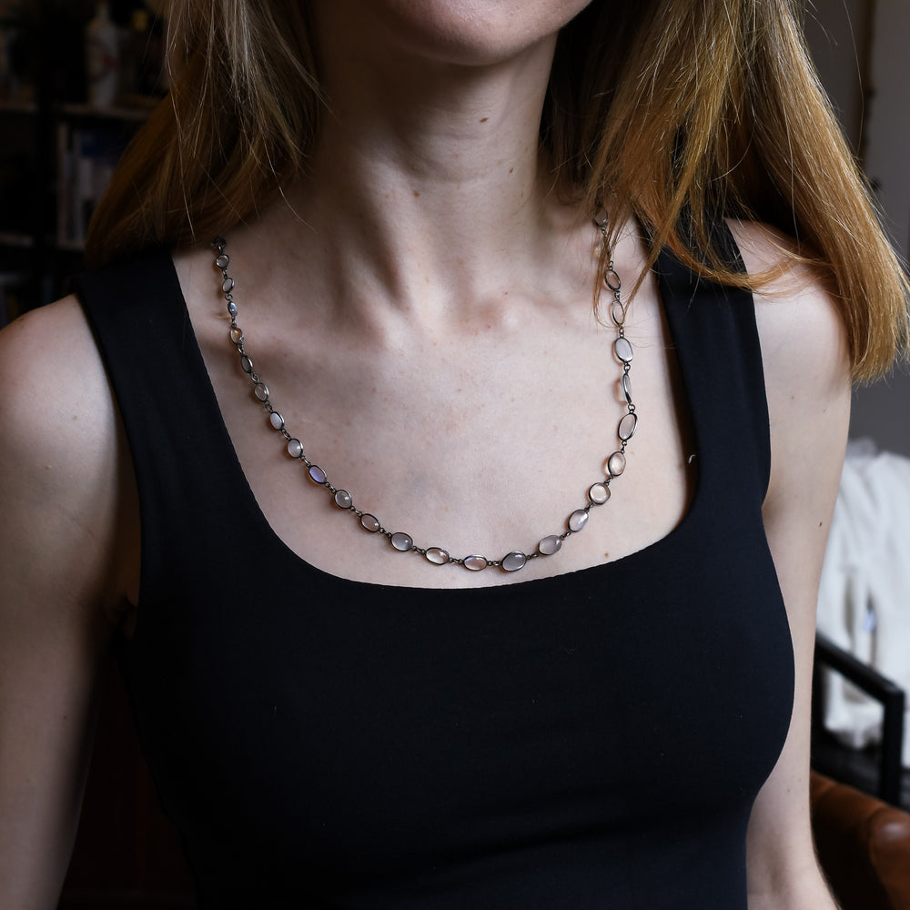 Victorian Moonstone Long Rivière Necklace